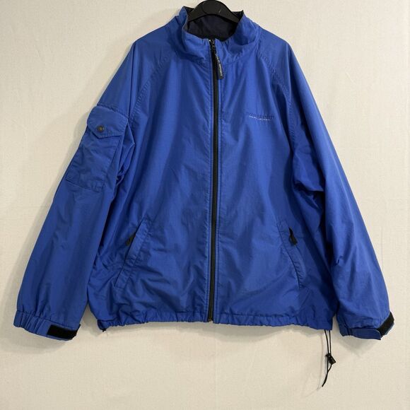 Vintage 90s Polo Sport Ralph Lauren Full Zip Jacket Blue Mens 2XL *Split Zipper - Picture 1 of 13
